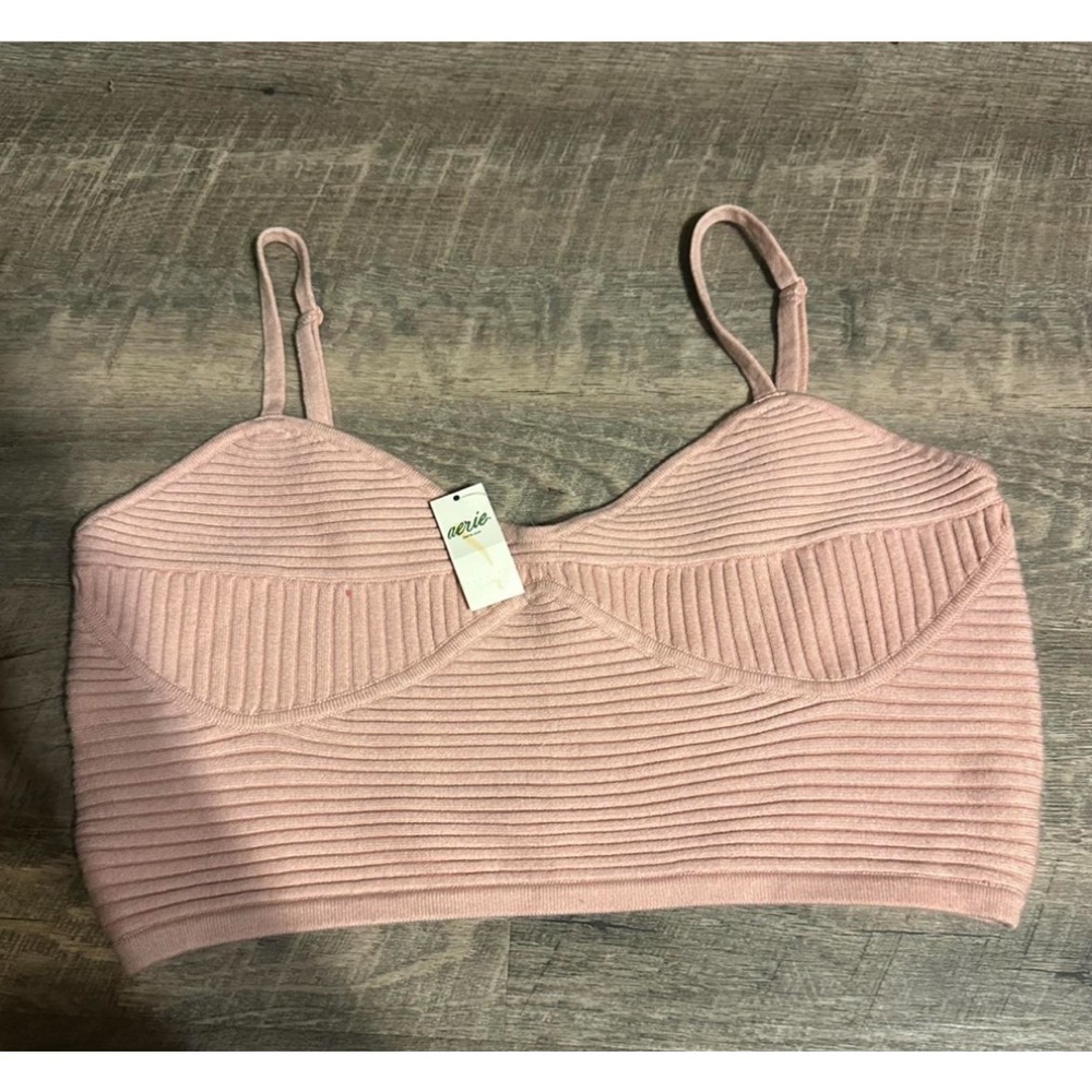 Aerie Pink Ribbed Bralette